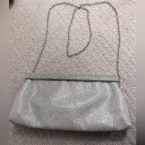 David’s bridal clutch purse silver with sparkle